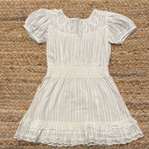 Love shack fancy White Puff Sleeve Square Neck Sundress girls 5-6y Easter